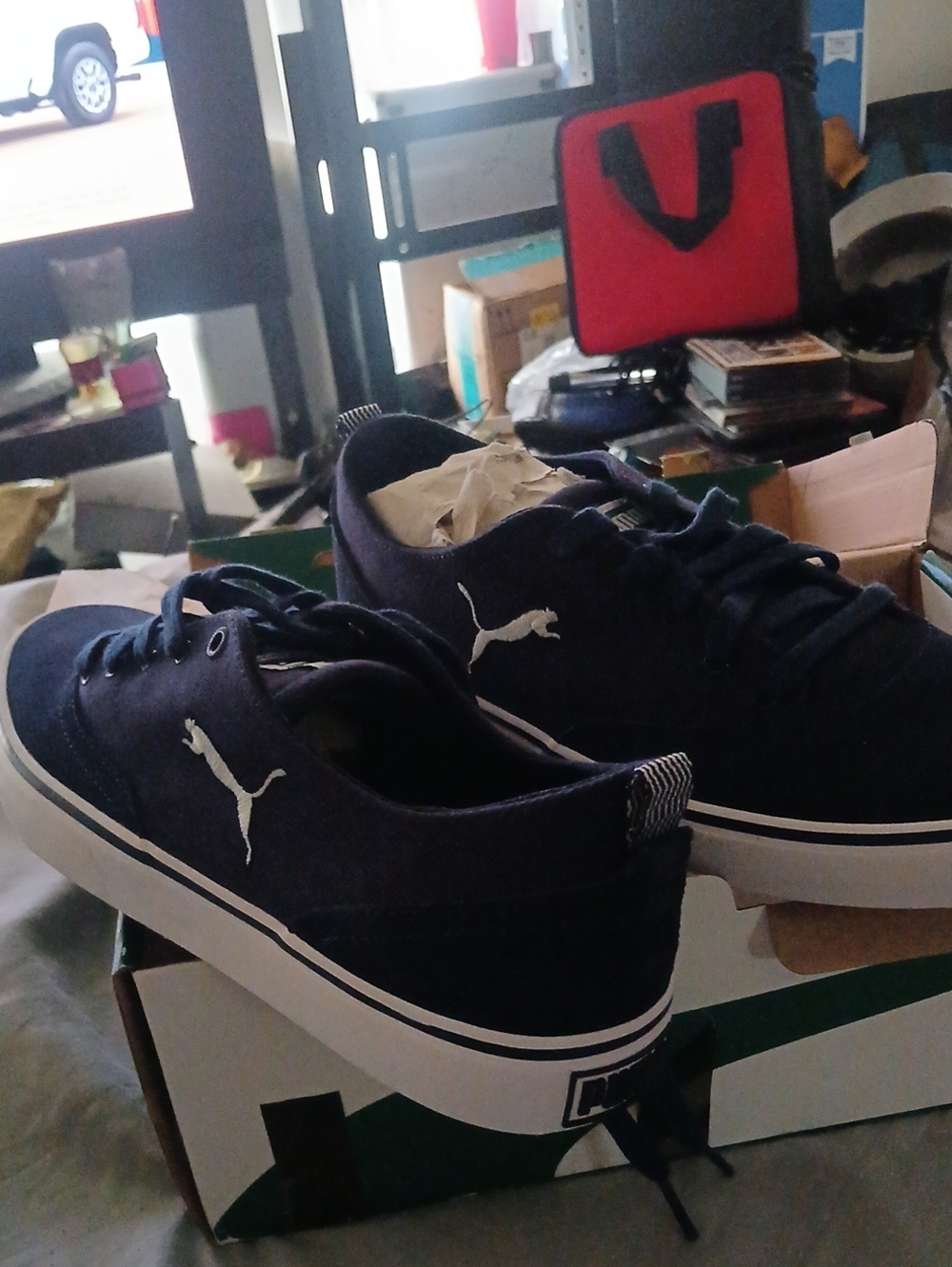 Puma Men’s Navy Blue Low-Top Canvas Sneakers
